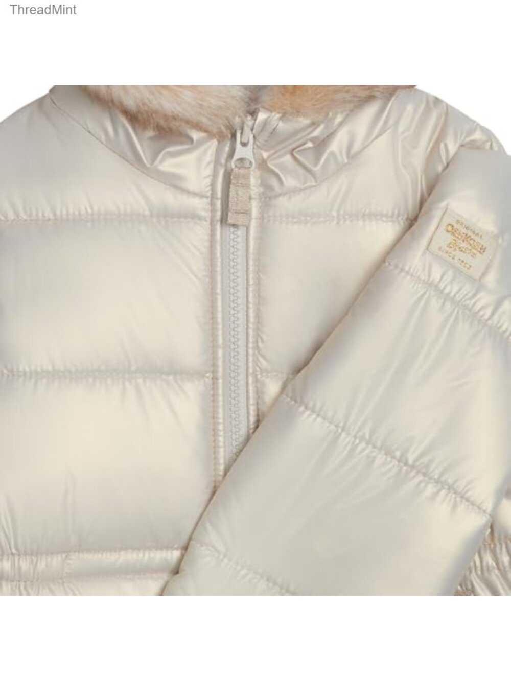 Girls Quilted Puffer Winter Parka Coat Faux Fur Sherpa Hood - Picture 3 of 3